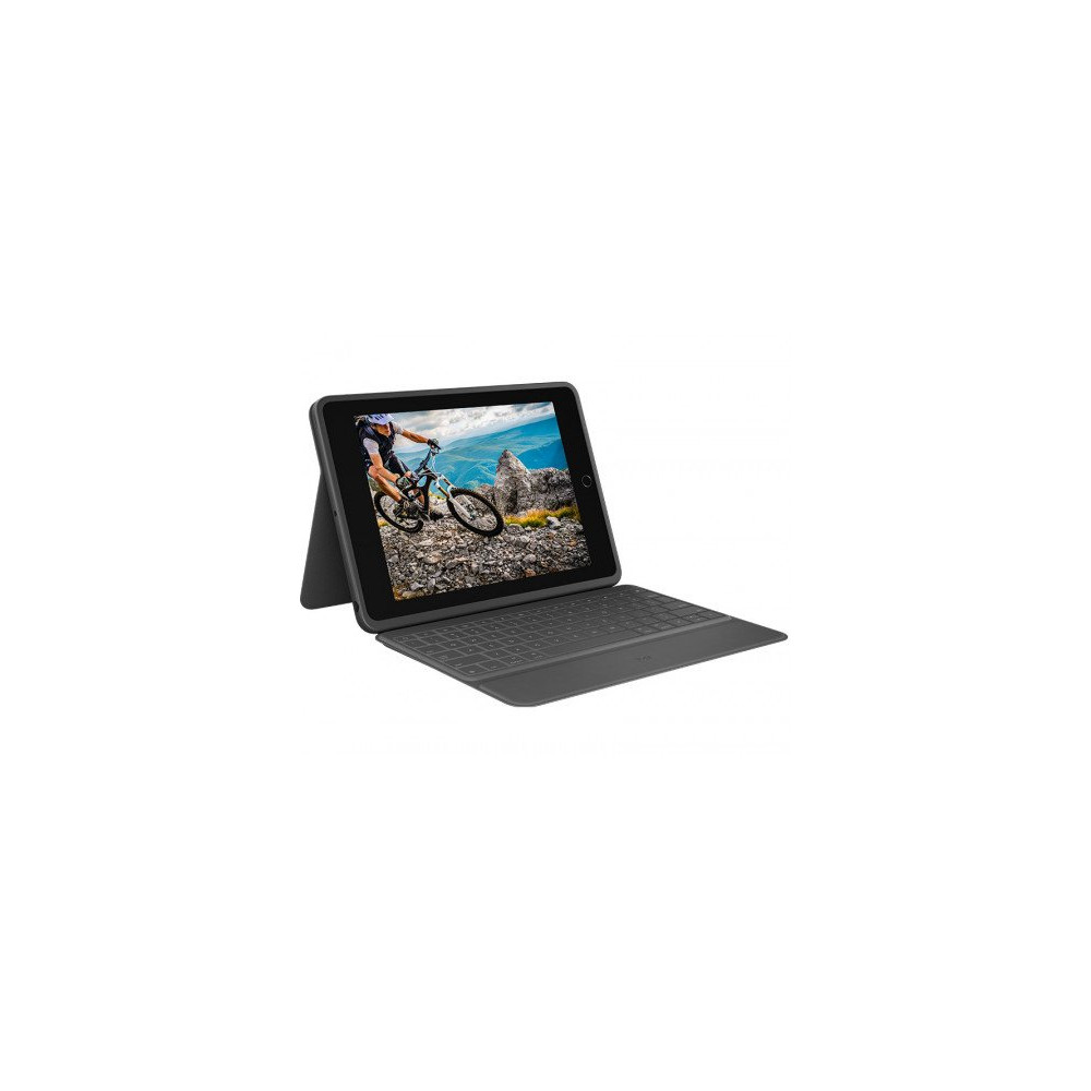 Logitech SLIM FOLIO RUGGED Custodia con Tastiera Protettiva per iPad 7ª,8ª e 9ª generazione con Smart Connector Graphite