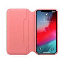 iPhone XS Leather Folio - Peony Pink (Rosa)