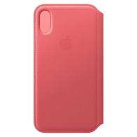 iPhone XS Leather Folio - Peony Pink (Rosa)