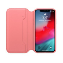 iPhone XS Leather Folio - Peony Pink (Rosa)