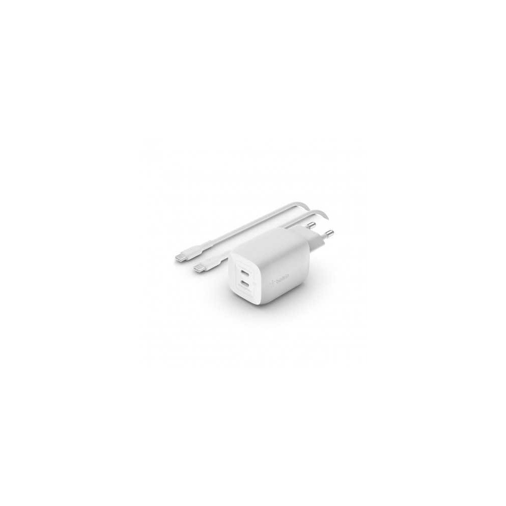 CARICABATTERIE 65W PPS DUAL USB-C GAN E CAVO 2M C-C 100W - BIANCO