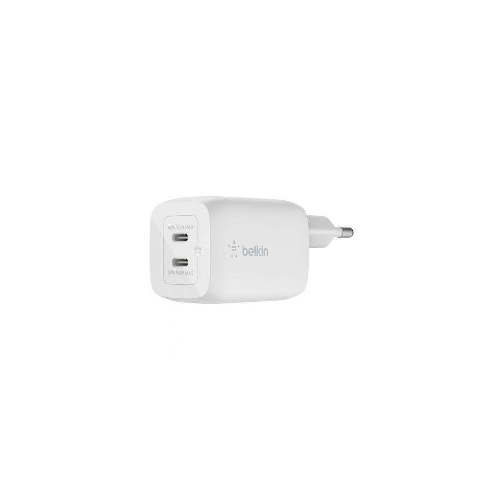 CARICABATTERIE 65W PPS DUAL USB-C GAN UNIVERSALE - BIANCO