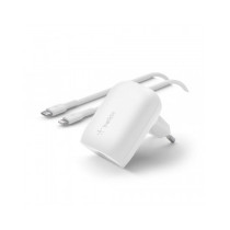 CARICABATTERIE DA PARETE CON PPS PORTA USB-C PD 30W 1M PVC C-LTG- BIANCO