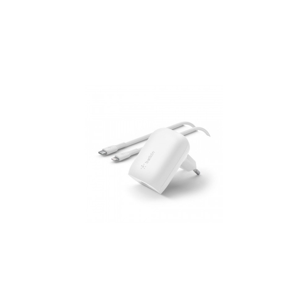 CARICABATTERIE DA PARETE CON PPS PORTA USB-C PD 30W 1M PVC C-LTG- BIANCO