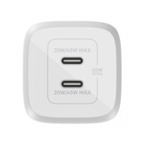 CARICABATTERIA DA PARETE DOPPIO GAN USB-C PPS 45W - BIANCO