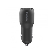 CARICABATTERIE AUTO DUE PORTE USB-A + CAVO USB-A A USB-C 1M - NERO