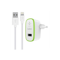 CARICABATTERIE CON PORTA USB-A 12W E CAVO DA USB-A A LIGHTNING - BIANCO