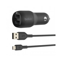 CARICABATTERIE DA AUTO CON DOPPIA PORTA USB-A 12W - NERO