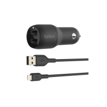 CARICABATTERIE DA AUTO CON DOPPIA PORTA USB-A 12W - NERO