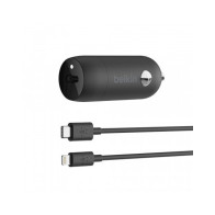 CARICABATTERIE DA AUTO USB-C 20W CON CAVO USB-C A LIGHTNING - NERO