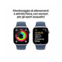 Apple Watch Series 10 GPS + Cellular 42mm Argento Cassa Alluminio con Denim Sport Band - M/L