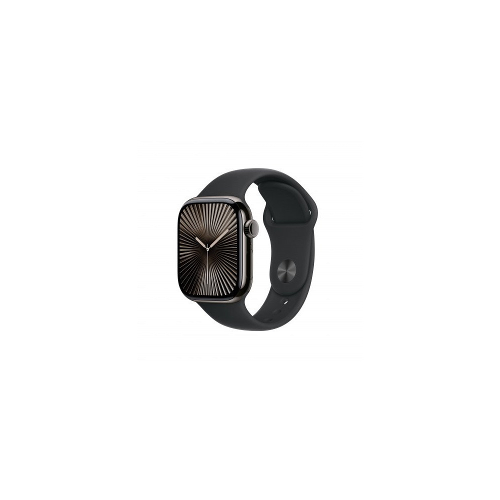 Apple Watch Series 10 GPS + Cellular 42mm Cassa Titanio Ardesia con Nero Sport Band - M/L