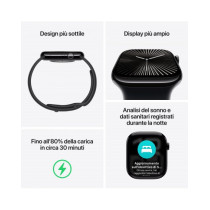 Apple Watch Series 10 GPS + Cellular 42mm Jet Nero Cassa Alluminio con Nero Sport Band - S/M