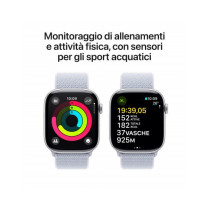 Apple Watch Series 10 GPS + Cellular 46mm Argento Cassa Alluminio con Cinturino Sport Loop Nuvola Blu