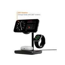 Cygnett ChargeBase Base di ricarica 3 in 1 Qi2 per iPhone - Apple Watch - Airpods Nero