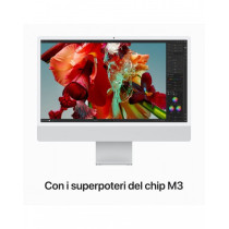 iMac 24" 4.5K Argento - CPU M3 (Chip 8-core CPU e 10-core GPU) - RAM 16GB - HD SSD 512GB - Magic Mouse - Magic Keyboard con Touc