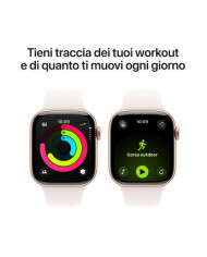 Apple Watch Series 11 GPS + Cellular 42mm, Cassa in Alluminio color Oro Rosa con cinturino Rosa fard Sport Band - M/L