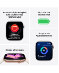 Apple Watch Series 11 GPS + Cellular 42mm, Cassa in Alluminio color Oro Rosa con cinturino Rosa fard Sport Band - S/M