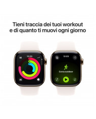Apple Watch Series 11 GPS + Cellular 42mm, Cassa in Titanio colore Oro con cinturino Rosa fard Sport Band - M/L
