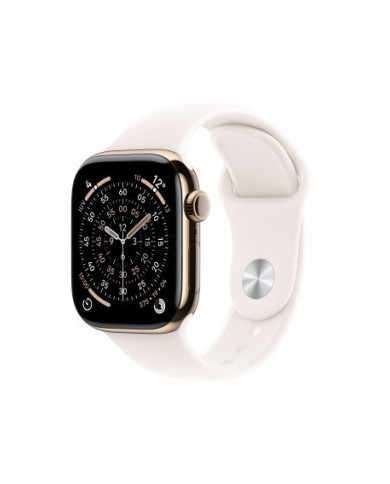 Apple Watch Series 11 GPS + Cellular 42mm, Cassa in Titanio colore Oro con cinturino Rosa fard Sport Band - S/M