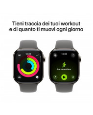 Apple Watch Series 11 GPS + Cellular 42mm, Cassa in Titanio Naturale con cinturino Girgio Pietra Sport Band - S/M