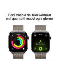 Apple Watch Series 11 GPS + Cellular 42mm, Cassa in Titanio Naturale con cinturino Natural Milanese Loop