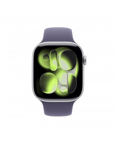 Apple Watch Series 11 GPS + Cellular 46mm, Cassa in Alluminio color Argento con cinturino Viola Nebbia Sport Band - M/L