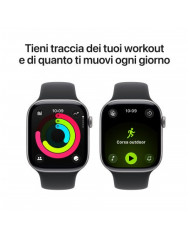 Apple Watch Series 11 GPS + Cellular 46mm, Cassa in Alluminio color Grigio Siderale con cinturino Nero Sport Band - M/L
