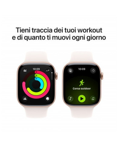Apple Watch Series 11 GPS + Cellular 46mm, Cassa in Alluminio color Oro Rosa con cinturino Rosa fard Sport Band - M/L