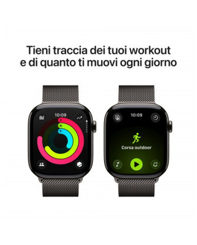 Apple Watch Series 11 GPS + Cellular 46mm, Cassa in Titanio color Ardesia con cinturino Ardesia Milanese Loop - S/M