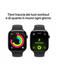 Apple Watch Series 11 GPS + Cellular 46mm, Cassa in Titanio color Ardesia con cinturino Nero Sport Band - S/M