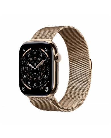 Apple Watch Series 11 GPS + Cellular 46mm, Cassa in Titanio colore Oro con cinturino Gold Milanese Loop - M/L