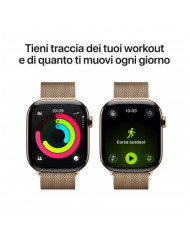 Apple Watch Series 11 GPS + Cellular 46mm, Cassa in Titanio colore Oro con cinturino Gold Milanese Loop - S/M