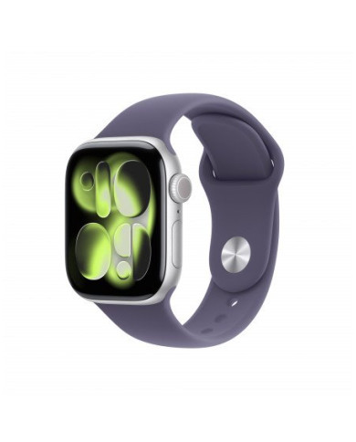 Apple Watch Series 11 GPS 42mm, Cassa in Alluminio color Argento con cinturino Viola Nebbia Sport Band - S/M