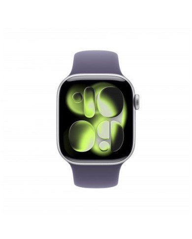 Apple Watch Series 11 GPS 42mm, Cassa in Alluminio color Argento con cinturino Viola Nebbia Sport Band - S/M