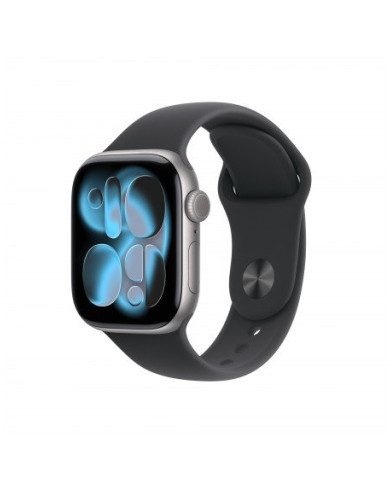 Apple Watch Series 11 GPS 42mm, Cassa in Alluminio color Grigio Siderale con cinturino Nero Sport Band - S/M