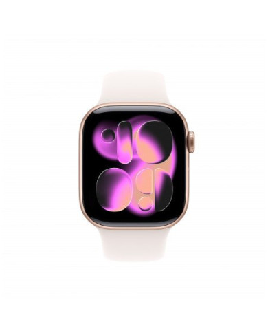 Apple Watch Series 11 GPS 42mm, Cassa in Alluminio color Oro Rosa con cinturino Rosa fard Sport Band - S/M