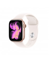 Apple Watch Series 11 GPS 42mm, Cassa in Alluminio color Oro Rosa con cinturino Rosa fard Sport Band - S/M