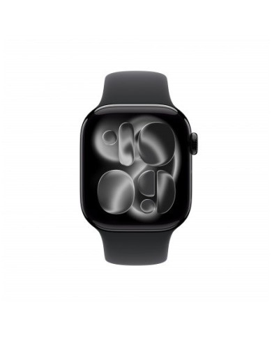 Apple Watch Series 11 GPS 42mm, Cassa in Alluminio colore Jet Black con cinturino Nero Sport Band - M/L