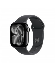 Apple Watch Series 11 GPS 42mm, Cassa in Alluminio colore Jet Black con cinturino Nero Sport Band - M/L