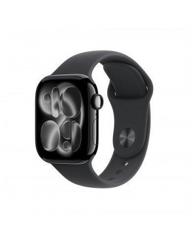 Apple Watch Series 11 GPS 42mm, Cassa in Alluminio colore Jet Black con cinturino Nero Sport Band - S/M