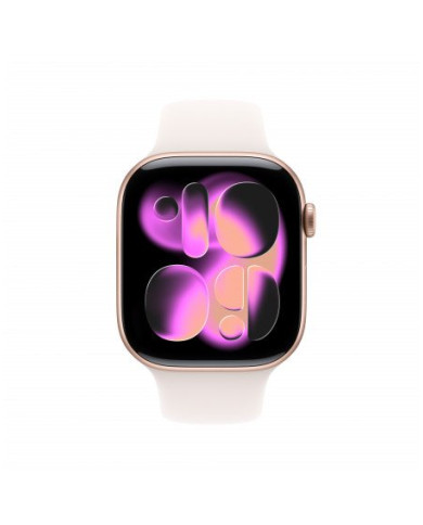 Apple Watch Series 11 GPS 46mm, Cassa in Alluminio color Oro Rosa con cinturino Rosa fard Sport Band - M/L