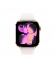 Apple Watch Series 11 GPS 46mm, Cassa in Alluminio color Oro Rosa con cinturino Rosa fard Sport Band - S/M