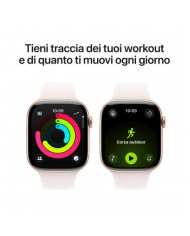 Apple Watch Series 11 GPS 46mm, Cassa in Alluminio color Oro Rosa con cinturino Rosa fard Sport Band - S/M