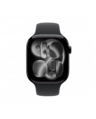 Apple Watch Series 11 GPS 46mm, Cassa in Alluminio colore Jet Black con cinturino Nero Sport Band - M/L
