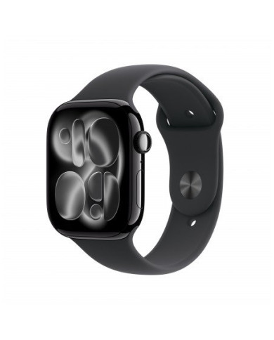 Apple Watch Series 11 GPS 46mm, Cassa in Alluminio colore Jet Black con cinturino Nero Sport Band - M/L
