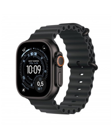 Apple Watch Ultra 3 GPS + Cellular 49mm, Cassa in Titanio color Nero con cinturino Nero Ocean Band