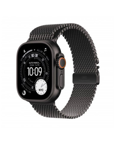 Apple Watch Ultra 3 GPS + Cellular 49mm, Cassa in Titanio color Nero con cinturino Nero Titanium Milanese Loop - Medium