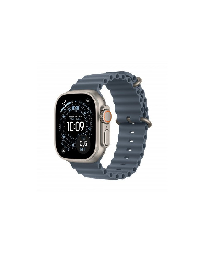 Apple Watch Ultra 3 GPS + Cellular 49mm, Cassa in Titanio Naturale con cinturino Blu Salmastro Ocean Band