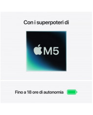MacBook Air 13"Apple M5 chip con 10-core CPU e 8-core GPU, 16GB, 512GB SSD - Argento